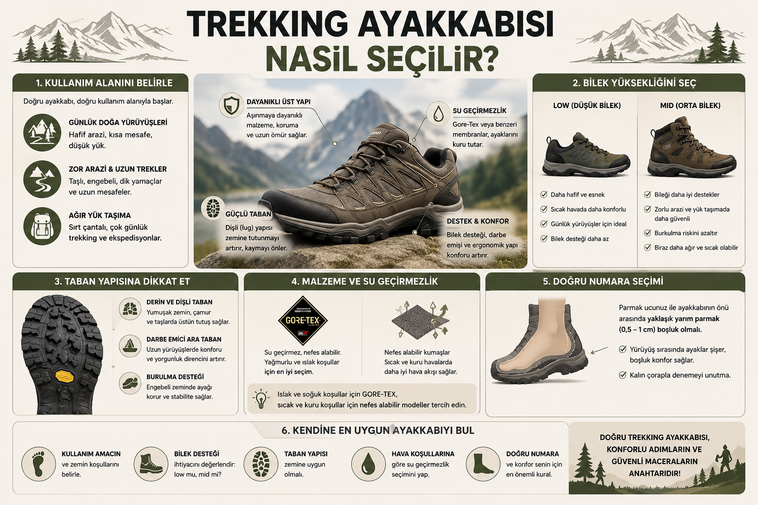 Trekking ayakkabısı nasıl seçilir infografiği
